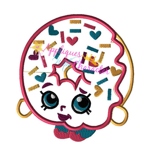 Shopkins Sprinkle Donut Applique Embroidery Machine Design