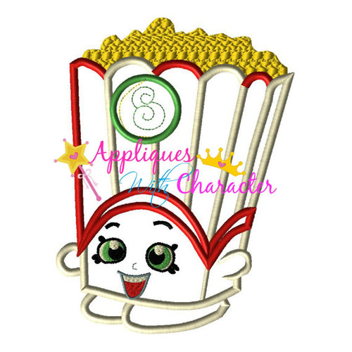 Poppy Corn Shopkin Applique Design Embroidery Machine Design 