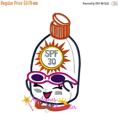 Shopkins Sunscreen Beach Applique Embroidery Machine Design