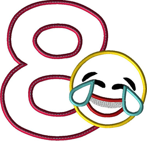 Laughing Emoji EIGHT Applique Design 