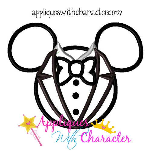 Mickey Mouse MR. Groom Head Applique Design