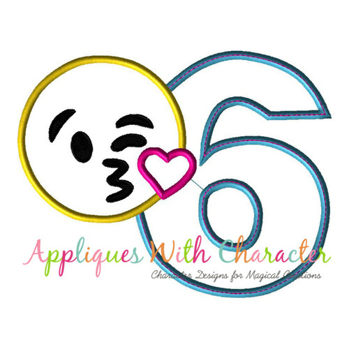Emoji Kiss Six Applique Embroidery Machine Design