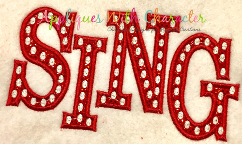 Sing Movie Logo Applique Embroidery Design