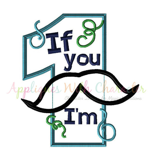 Mustache One Applique Design