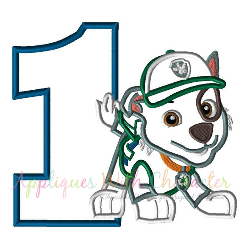Paw Patrol Rocky Number One Applique Design