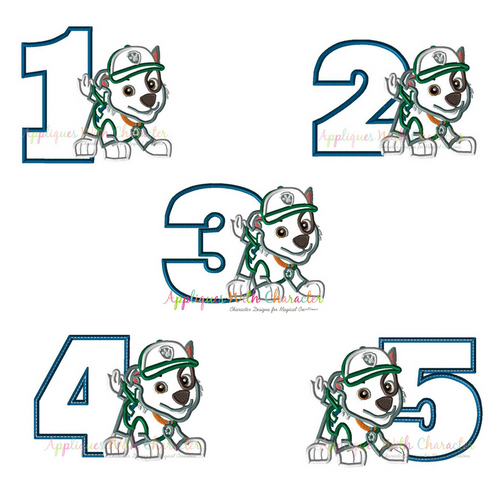 Paw Patrol Rocky One Two Three Four Five Applique Set