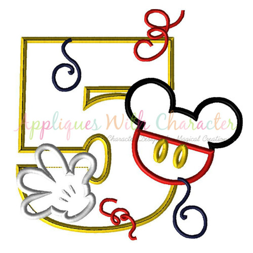 Mr Mouse Five Applique Design
