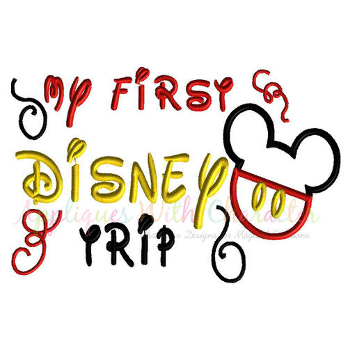 My First Disney Trip Mr Mouse Applique Embroidery Design