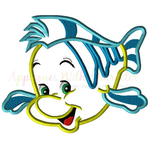 Mermaid Flounder Applique Design