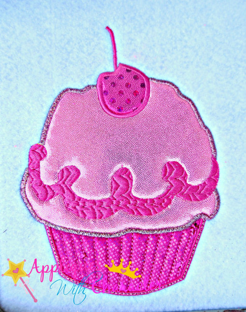 Pink Girl Cupcake Applique Design 