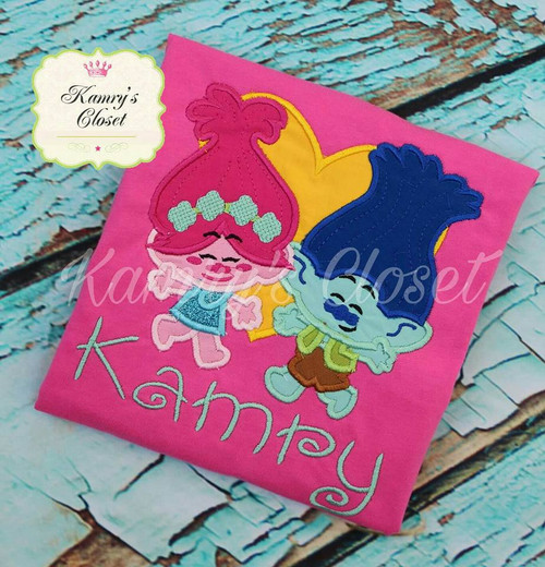 Troll Movie Pop and Branch Cutie Applique Design 