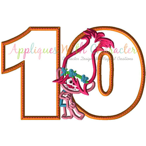 Trolls Poppy Number Ten Applique Design Set
