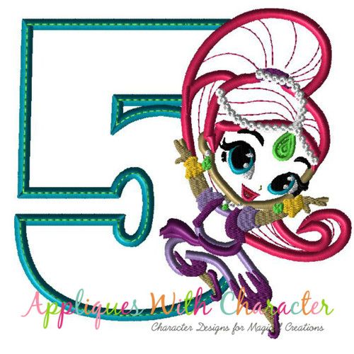 Shimmer Number Five Applique Embroidery Design