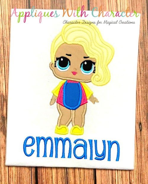 LOL Doll Surfer Babe Applique Embroidery Design