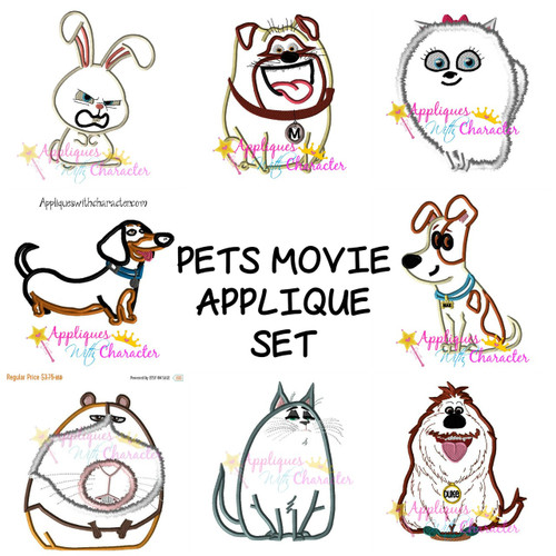Pets Movie Applique Embroidery Design Set