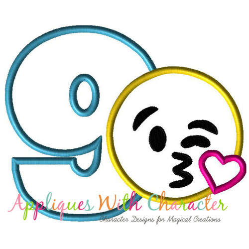 Emoji Kiss Nine Applique Embroidery Machine Design 