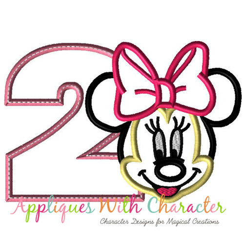 Minnie Mouse Face Number Two Applique Design