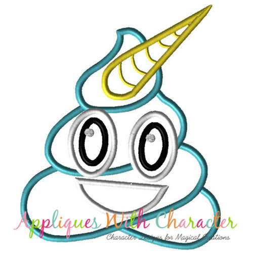 Poop Unicorn Emoji Applique Design
