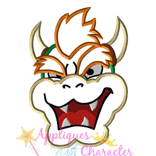 Mean Dragon Face Applique Design