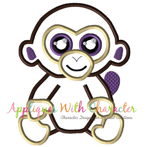 Beanie Boo Monkey Applique Embroidery Design