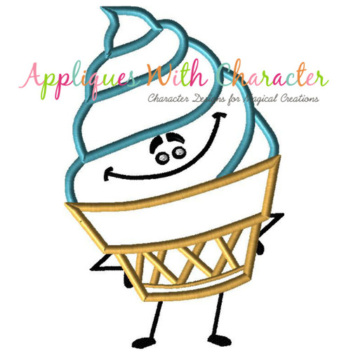 Emoji Emoticon Ice Cream Applique Design