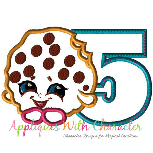 Shopkins Kookie Cookie Five Applique Design