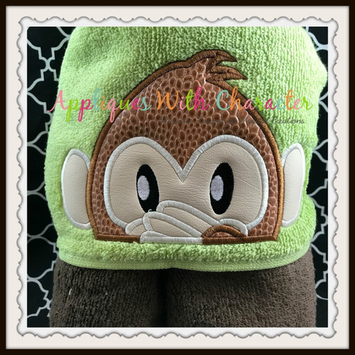 Emoji Monkey Peeker Applique Embroidery Design