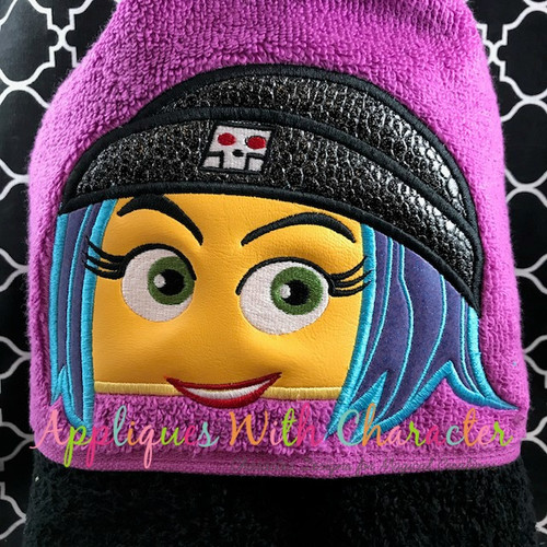 Emoji Emoticon Girl Peeker Applique Design