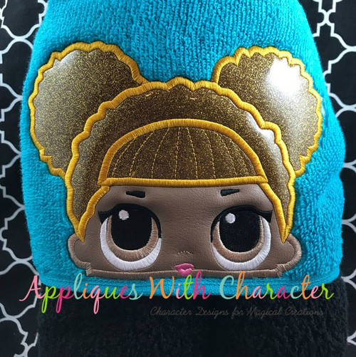 LOL Doll Glitter Peeker Applique Embroidery Design