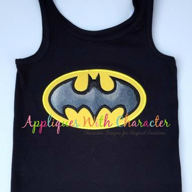 Bat Hero Oval Applique Design