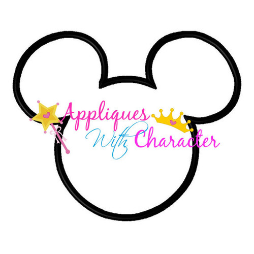 Mickey Mouse Head Outline Applique Design By Appliques