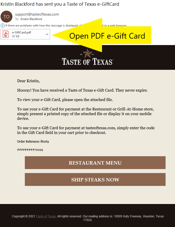 Restaurant Digital Gift Cards