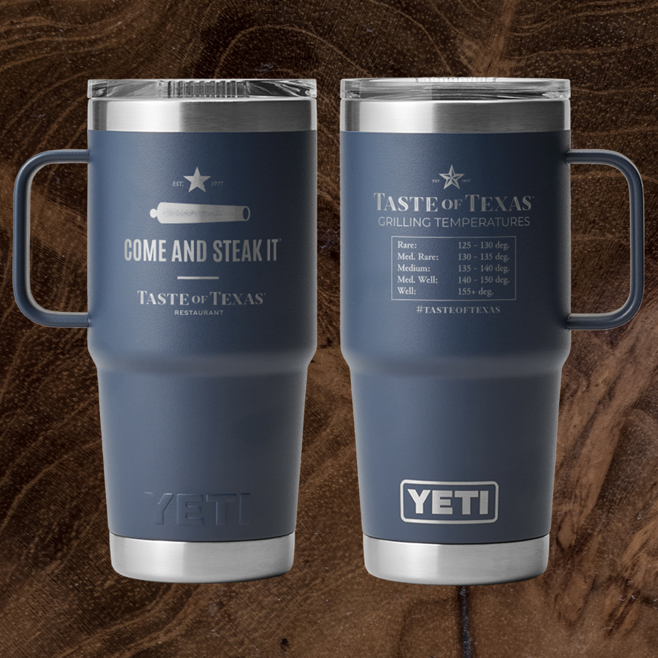 https://cdn11.bigcommerce.com/s-39628/images/stencil/1280x1280/products/617/1874/Taste_of_Texas_Come_and_Steak_It_20_Oz_Yeti_Travel_Mug_-_Front_and_Back_-_Wooden_Background__95510.1698338838.png?c=2