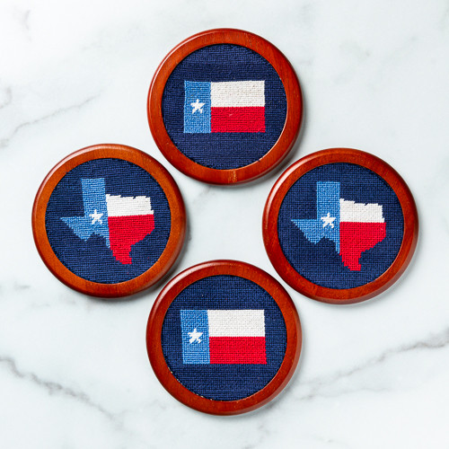 Smathers & Branson Texas Flag Needlepoint Coaster Set