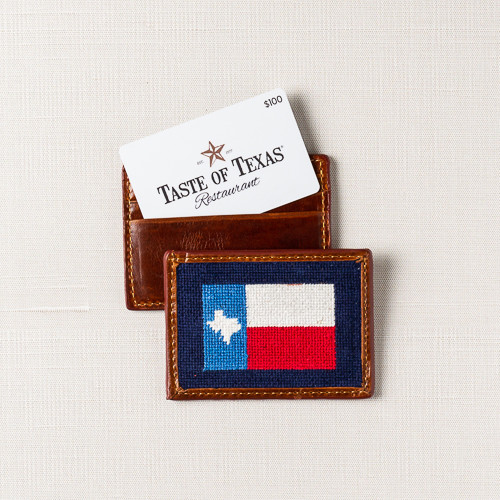 Smathers & Branson Texas Flag Needlepoint Card Wallet