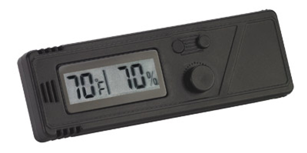 HygroSet, Rectangle Digital Hygrometer for Humidors, Black