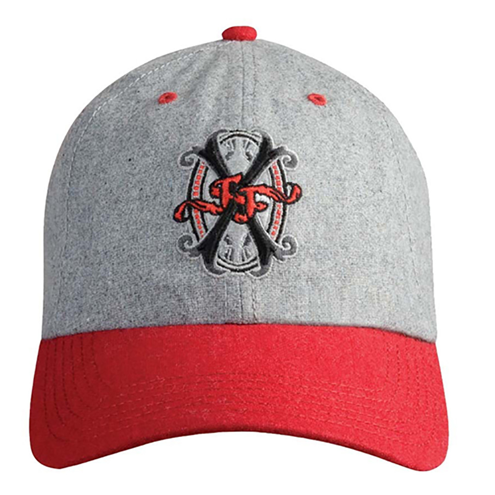 Arturo Fuente Opus X Logo Baseball Hat Flannel Gray and Red
