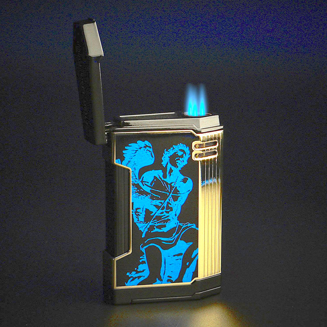 Prometheus God of Fire Never Back Down Magma Blue on Blac