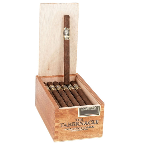 The Tabernacle Lancero Cigars - Box of 24 | Cuenca Cigars from the Foundation Tabernacle Broadleaf line by Foundation Cigars displayed with band and wrapper detail
