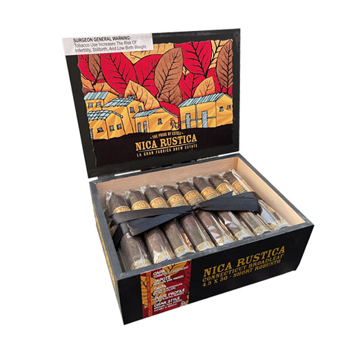 DREW ESTATE NICA RUSTICA CT BROADLEAF SHORT ROBUSTO 4 1/2 X 50 - San Luis Cigars
