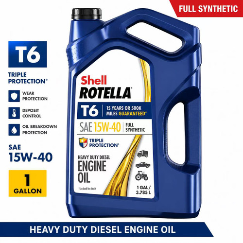 Shell Rotella T6 15w-40 Fully Synthetic Engine Oil 1 Gallon 3.785 Liter