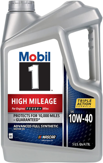 Mobil 1 Engine Oil High Mileage 10W-40 5QT Bottle 4.73 Liter