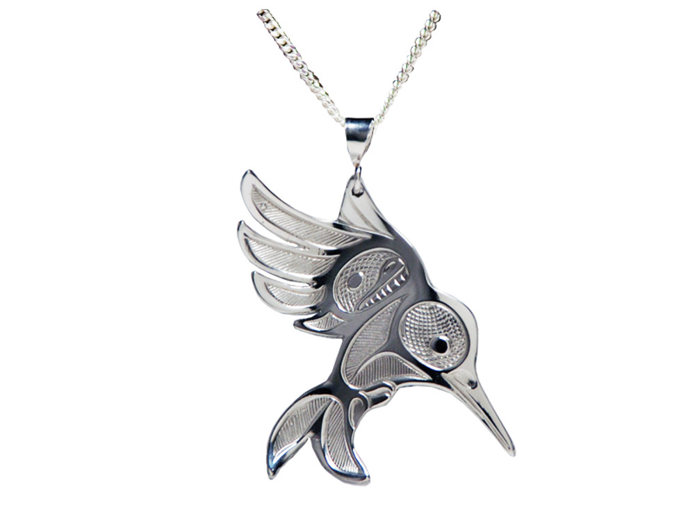 Silver Pewter Hummingbird in Flight Pendant Silver Pewter Hummingbird in Flight Pendant