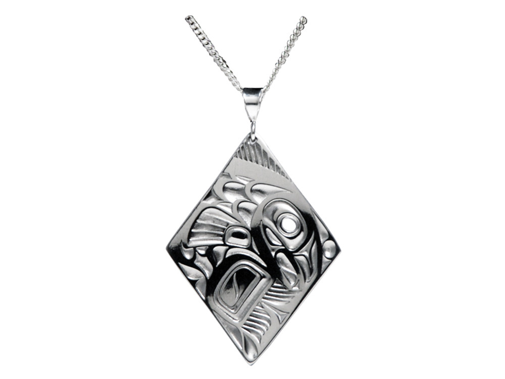 Silver Pewter Diamond Shaped Salmon Pendant Silver Pewter Diamond Shaped Salmon Pendant