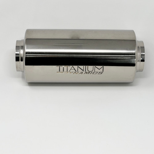 Titanium Street Muffler – 2.5” In/Out, 12” Overall Length Titanium Street Muffler – 2.5” In/Out, 12” Overall Length