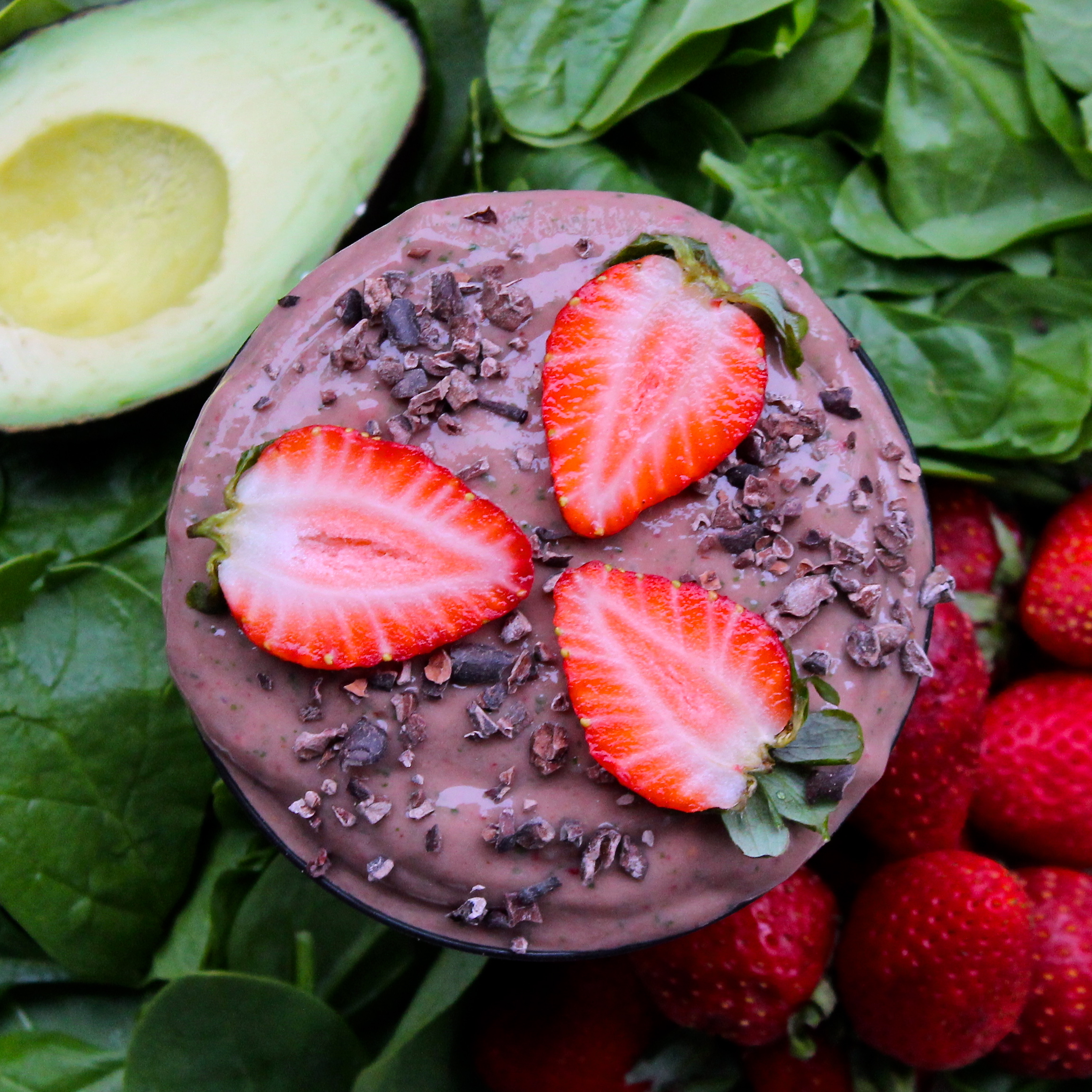 Chocolate Strawberry Spinach Smoothie