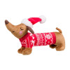 House of Paws Christmas Best dachshund dog toy in festive jumper and Santa hat plush squeaker