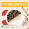 AniForte Anti Grass and Poop Snack 50g tub shown open and treats visible. Natural gut support treat for dogs