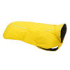 Mineral Yellow Ruffwear Vert Dog Jacket – waterproof, insulated winter coat for dogs with full coverage and leash portal.