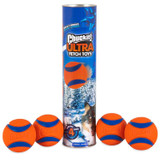 Chuckit Ultra Ball Holiday Canister pack with four durable balls
